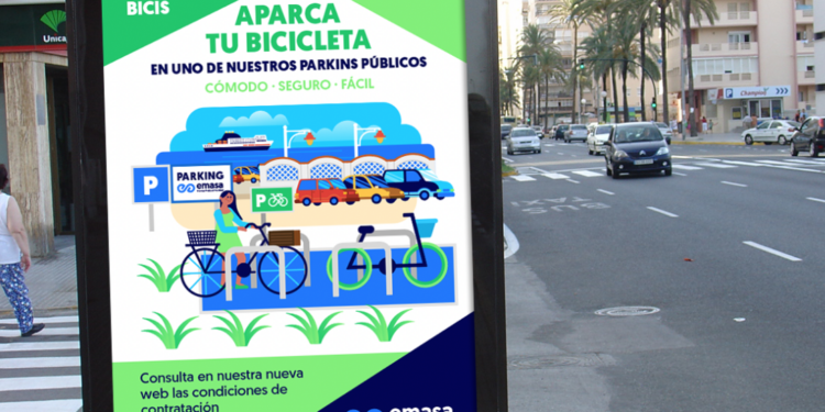 Ya se pueden alquilar las nuevas 108 plazas de aparcabicis instaladas en los párquines de EMASA